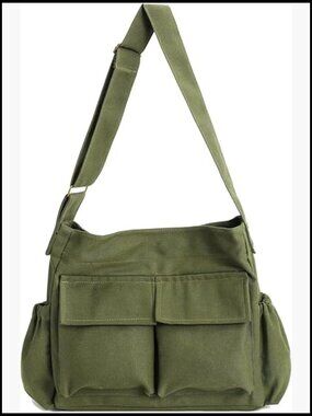 Large Canvas Messenger Bag Hobo Crossbody Tote Shoulder Purse Laptop Pocket